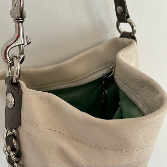 (SOLD) COACH Carly Shoulder Bag Leather Cream Dark Grey - Picture 8 of 12